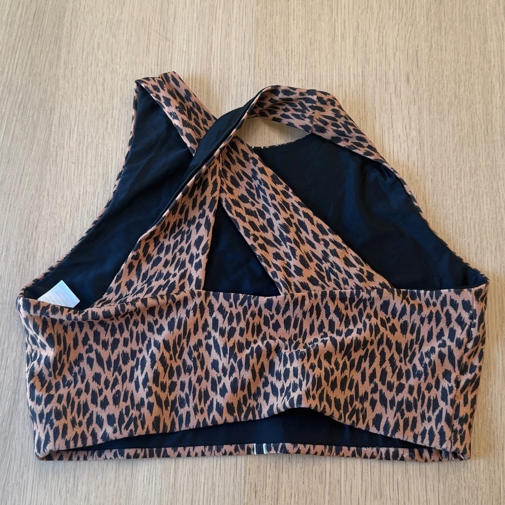 Emily HSU  Animal Print Sports Bra Tank Top Size Large  x1292 - Picture 3 of 4